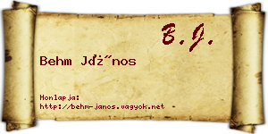 Behm János névjegykártya